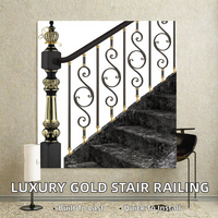 Rampe d'escalier moderne de luxe sur mesure, durable, facile à installer, accessoire pour villa et hôtel, en laiton et aluminium, finition or bronze MEIXI 1