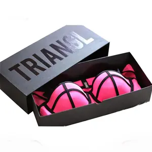 De Lujo deslizante cajón cajas brillante personalizado logotipo Negro Grande caja de cartón para el sujetador de embalaje