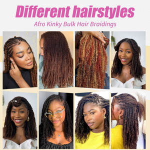 Color gris 30g/1oz venta al por mayor europeo ruso Afro Remy extensiones de cabello virgen doble Afro Kinky Bulk Hair para trenzas bohemias - Product Image 6