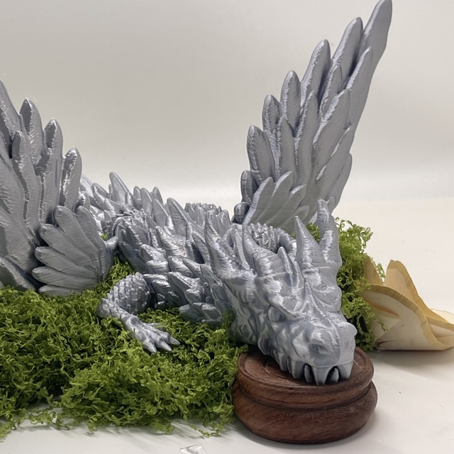 3DPrinted Dual-Wing Double-Horn Dragon, Articulated, 41CM, Movable Wings, CustomColors & OEM for GiftShop & AmazonFBA Wholesale