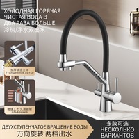 Robinet de cuisine moderne en laiton plaqué, à monter sur plan, avec douchette extractible, 1 poignée, 2-en-1, filtre purificateur d'eau et mitigeur