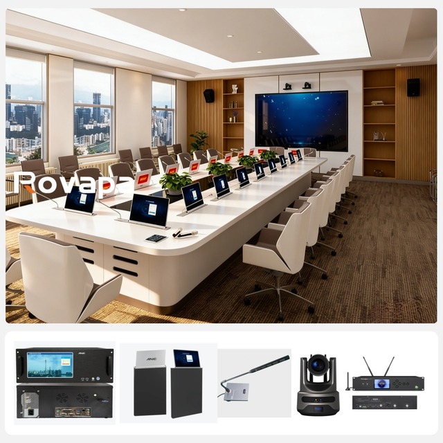 For Conference Audio Video Camera Paperless System Interactive Motorized Retractable Monitor Wall-mounted Speaker Microphone