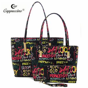 Ventes en gros de sacs de shopping multi-imprimés graffiti tendance, ensemble de sacs fourre-tout en similicuir vegan pour femmes, sacs à main de créateurs, sacs à main de marque célèbres - Product Image 1