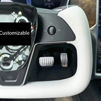 Volant en cuir Nappa blanc/noir avec chauffage pour Tesla Model X/ Model S 2016-2020, modification Plug and Play pour véhicules électriques
