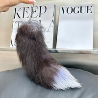 Queue de renard teintée pour femmes, pour chaussures, pendentif de sac en peluche, bottes, décoration de porte-clés personnalisée, argent