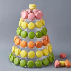 New 6 Tiers Macaron Cookie Custom Transparent Plastic Tower Display Stand Packaging