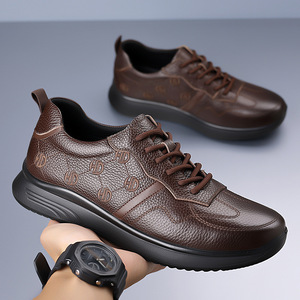 รองเท้าหนังวัวแท้สำหรับผู้ชาย ส้นเตี้ย พื้นน้ำหนักเบา สไตล์ลำลองสำหรับธุรกิจ แบบผูกเชือก เหมาะสำหรับใส่ทำงานในออฟฟิศ - Product Image 1