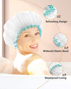 Bonnets <span class=keywords><strong>de</strong></span> <span class=keywords><strong>bain</strong></span> réutilisables, imperméables et lavables CF – Super mignons, extra grands, pour femmes aux cheveux longs, imperméables - Product Image 4