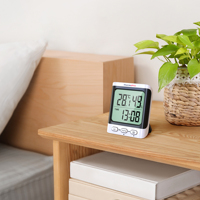 Hygromètre numérique TP152, thermomètre d'intérieur, mesureur d'humidité avec heure, jauge d'humidité ambiante avec capteur d'humidité, thermo-hygromètre