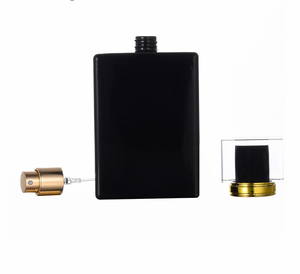 Wholesale Translucent Cube Empty Perfume Bottle Glass 50ml 30ml Square Luxury Sturdy Perfume Spray Bottle with <b>Black</b> Lid - Product Image 5
