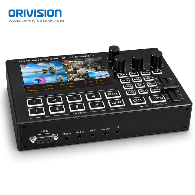 ORIVISION 4 Channel HDMI Video Switcher with 5 Inch LCD Screen 1080P 60Hz USB 3.0 Capture for YouTube Live Streaming
