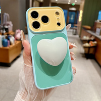 Nouvelle coque de téléphone antichoc en acrylique avec blocs de couleur contrastés en forme de cœur pour 17 Pro Max