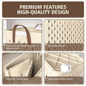 Cesta de Almacenamiento de Juguetes de Peluche Grande, Cesta de Ropa Sucia Plegable de Plástico, Cesta de Lavandería Plegable con Ruedas BT-402 - Product Image 4