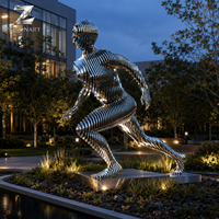 Sculpture Moderne en Acier Inoxydable de Figure Humaine, Statue Métallique en Couches, Décoration Artistique Publique Personnalisée pour Jardin, Parc, Place en Extérieur