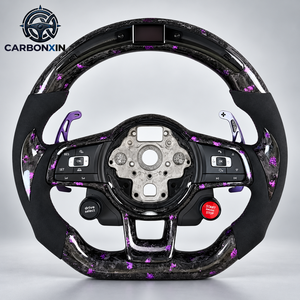 Volante de Cuero y Fibra de Carbono Forjado para Volkswagen MK7 R Golf 7 Gti Golf7.5 Jetta Tiguan Passat VW CC Bora Audi - Product Image 1