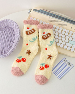 New Phong Cách Phụ Nữ San Hô Lông Cừu Vớ Hoa Và Trái Cây Dày Mờ Vớ Sàn Nhà Vớ - Product Image 3