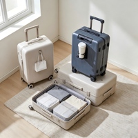 Valise à roulettes de luxe en PC rigide avec coque en aluminium, 20 pouces pour bagage à main et 24 pouces pour bagage à roulettes, avec serrure TSA et roues multidirectionnelles