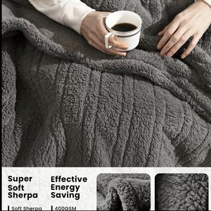 Manta Eléctrica de Lana de Cordero, Reversible, Tejido Suave, 6 Niveles de Calor, Calentamiento Rápido para <span class=keywords><strong>Cama</strong></span>, Sofá, Oficina (Gris) - Product Image 5