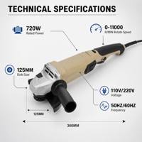 Outils électriques de qualité professionnelle, meuleuse d'angle électrique 1200 W, 125 mm