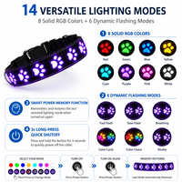 Collier pour chien en silicone moulé 3D rechargeable avec LED et fibre optique, 14 modes d'éclairage, fonction mémoire, étanche, type C, taille XS-L