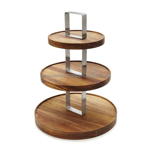 Hot Selling Serving <b>Tray</b> Metal & Wooden Rack 3 Tier Luxury <b>Party</b> <b>Tray</b> - Product Image 1