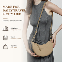 Sac Hobo en Cuir Véritable pour Femme avec Fermeture Éclair et Bandoulière Réglable pour le Week-end et le Quotidien, Marque Privée