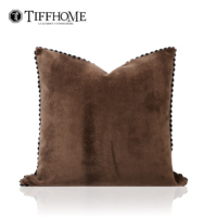 Sarung Bantal Sofa Dekoratif Persegi Portabel Tenun Mewah Cokelat TiffHome, Dapat Disesuaikan