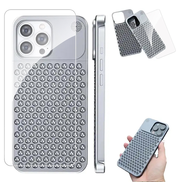Simple Aluminum Alloy Anti-Fall Heat Dissipation Bezel Slim Case for iPhone 14 13 12 Pro Max Full Body Metal Mobile Phone Cover