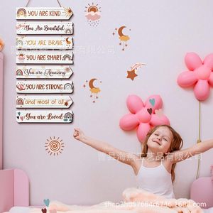 <b>Wooden</b> inspirational wall decoration for a cross-border teenage girl's bedroom, featuring a princess, butterfly, and <b>rainbow</b> - Product Image 2