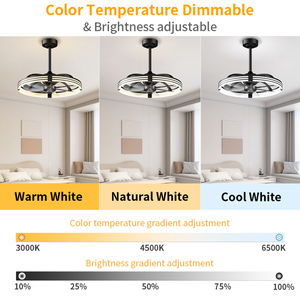 23.6in Smart <b>Ceiling</b> Fan with <b>Light</b>, 3000K-6500K Dimmable LED Fandelier, Reversible Silent Copper Motor, APP & <b>Remote</b> Timing Fan - Product Image 2
