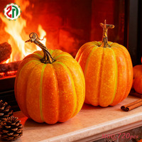 Adorno de Calabaza Artificial con Rayas Degradadas Amarillo-Naranja para Halloween, Camino de Mesa para Acción de Gracias, Decoración de Terror