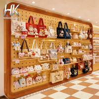 Présentoir Rond Écologique Personnalisé à Étages avec Éclairage LED et Étagères Murales en Bois à Bordure Festonnée pour Magasins de Jouets et Cadeaux
