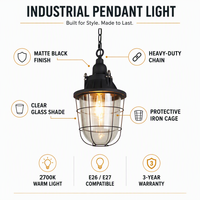 Luminaire suspendu vintage industriel noir compatible E26 E27 pour restaurant, bar, café, loft