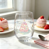 Gobelet en verre à thème d'anniversaire, motif chiot et gâteau, en forme d'œuf, pour boisson, en verre de qualité alimentaire, pour jus, lait, café, emballage PPWR