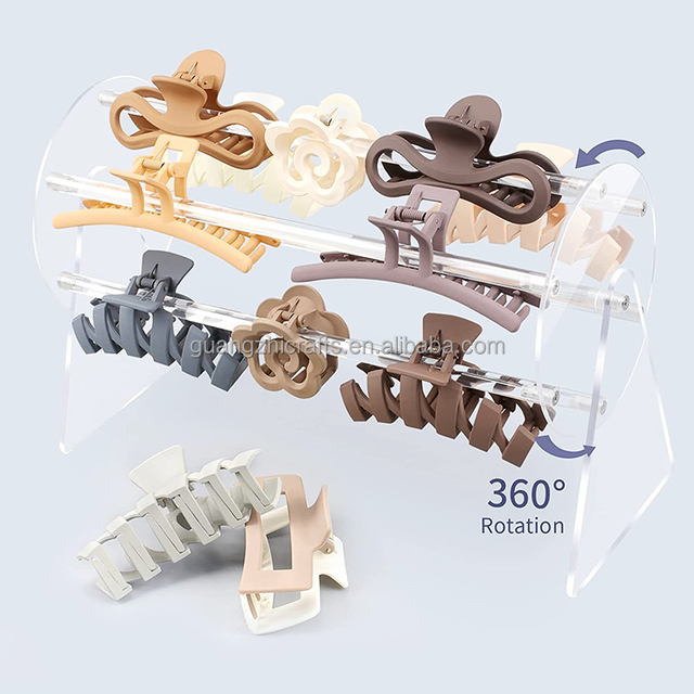 360-Degree Rotating Acrylic Hair Accessories Organizer Holder Easy Assembly Acrylic Claw Clip Organizer Holder