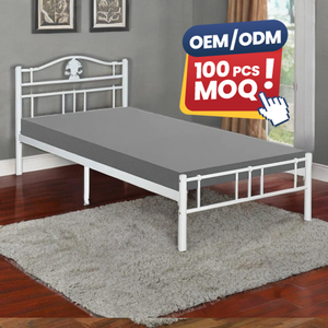 Cadre de lit moderne en fer blanc de taille unique pour chambre à coucher ou dortoir d'auberge prix d'usine en vrac matériau métallique - Product Image 1