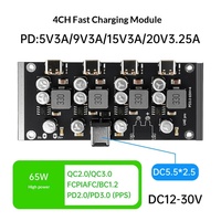 Module de charge rapide PD 65W à 4 ports USB-C, prise en charge de plusieurs protocoles PD3.0/2.0 QC3.0/2.0 AFC pour alimentation électrique DIY