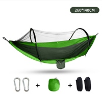 Hamac en bambou portable, durable, entièrement automatique, à ouverture rapide, avec moustiquaire, pour camping, randonnée, voyage, pliable, type parachute
