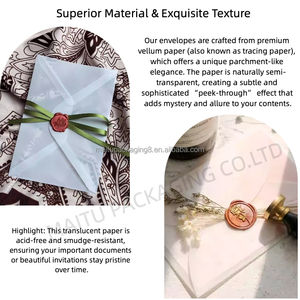 <span class=keywords><strong>Service</strong></span> d'impression d'enveloppes en papier vélin personnalisées en gros, design élégant translucide pour les invitations de mariage avec sceau - Product Image 2
