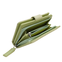 Portefeuille pour femme en cuir PU avec blocage RFID, personnalisable, avec fenêtre d'identification et poche zippée, porte-cartes multiples, organiseur d'argent liquide