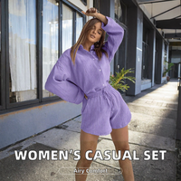 Ensemble deux pièces décontracté personnalisé pour femme, short taille haute surdimensionné avec cordon de serrage, brodé, en polyester/coton respirant, col rond