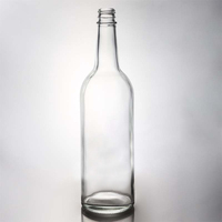 Botol Minuman Keras Kaca Grosir 700ml 750ml 1000ml Kemasan Botol Kaca untuk Brandy atau Whisky atau Rum Dengan Tutup Sekrup