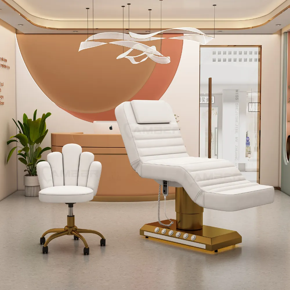 Venta caliente Mesa de masaje blanca 3 motores equipo de belleza eléctrico cama de masaje cosmético