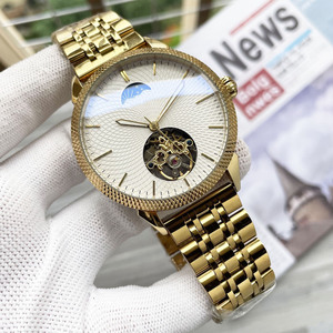 Luxury Men <b>Automatic</b> Timepiece Moonphase Guilloche Face Stainless Bracelet OEM ODM Bulk Manufacturing - Product Image 1