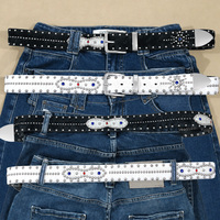 Ceinture de créateur personnalisée en cuir véritable, style western cowboy, cloutée punk, en crin de cheval blanc pur et noir, style décontracté bohème gothique