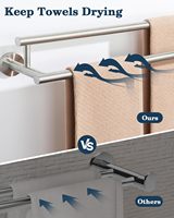 Porte-serviettes double pour salle de bain, barre à serviettes de 24 pouces en acier inoxydable, support mural pour serviettes