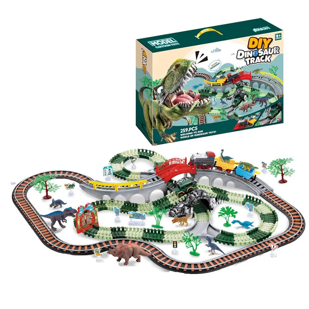 Samtoy électrique cerveau jeu voiture aventure jouet dinosaure course piste voitures piste ensemble piste de course jouets pour garçons enfants