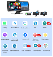 Nouveau Écran Tactile IPS de 10,26 Pouces pour CarPlay, Caméra Portable CarPlay Sans Fil pour Voiture, Caméra Embarquée 4K Avant + Arrière 1080P