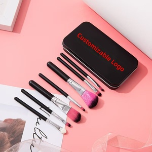 Set Professionale di Trucco con Polvere Rosa, Pennello Piatto e a Ventaglio con Setole Sintetiche <span class=keywords><strong>per</strong></span> Viso, Occhi, Labbra, Correttore e Blush - Product Image 2