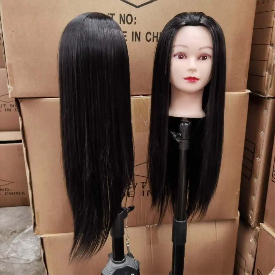 Tête de mannequin d'entraînement noire, coiffure, tête terne, tête d'entraînement, fabricant de cheveux humains